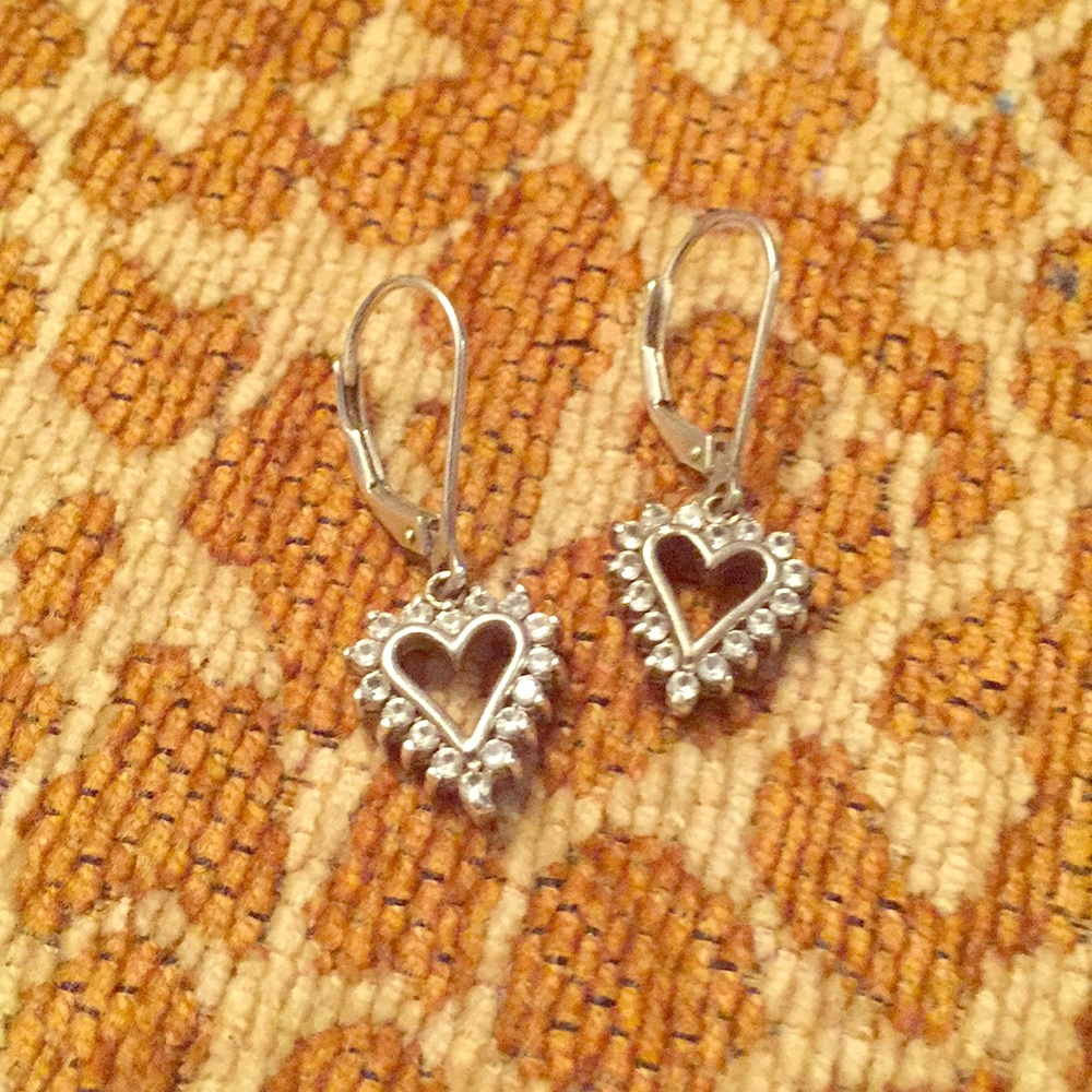 925 Dimond heart earrings